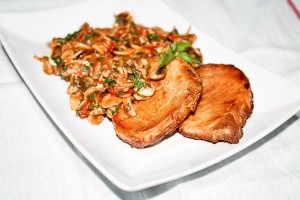 Pork chops and mushrooms