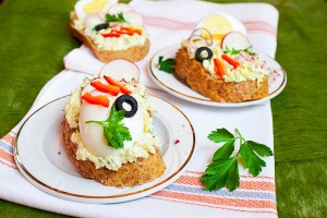 Open faced egg salad sandwiches