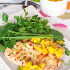 Delicious grilled chicken served with a home-made mango salsa