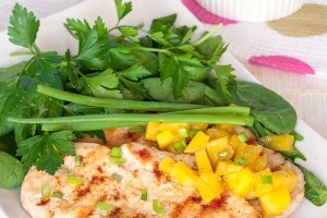 Delicious grilled chicken served with a home-made mango salsa